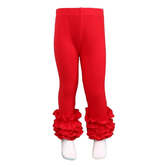 KYAIGUO 12M-8Y Girls' Ruffle Leggings for Infant Baby Toddler Solid Color Cotton Leggings Pants