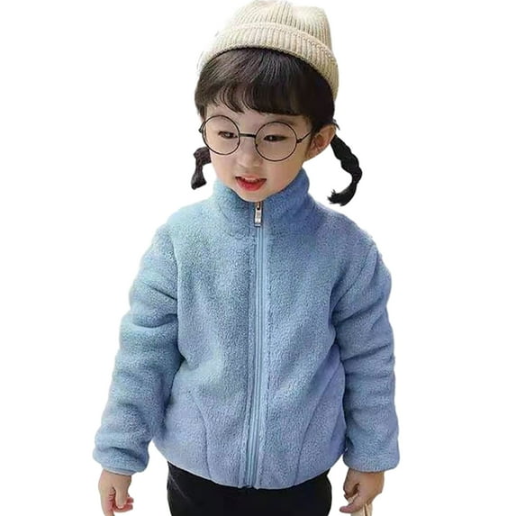 KYAIGUO 2-10T Baby Boys Girls Winter Warm Jackets Autumn Zip Plush Casual Jackets for Toddler Kids Thickened Fleece Cardigan Outerwear