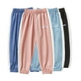 thumbnail image 1 of KYAIGUO 2-12T Boys Girls Jogger Pants for Toddler Baby Solid Color Drawstring Feet Trousers Spring Summer Cotton Sweatpants Air Conditioning Pants for Kids, 1 of 9