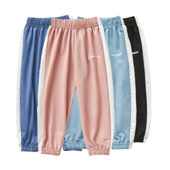 KYAIGUO 2-12T Boys Girls Jogger Pants for Toddler Baby Solid Color Drawstring Feet Trousers Spring Summer Cotton Sweatpants Air Conditioning Pants for Kids