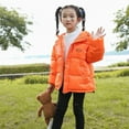thumbnail image 1 of KYAIGUO 2-12Y Boys Girls Hooded Down Jacket Winter Warm Fleece Coat Windproof Zipper Outerwear Water-Resistant Packable Puffer Jacket Coat(Orange), 1 of 7