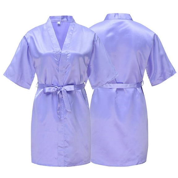 KYAIGUO 2-14T Kids Girls Satin Robes Toddler Spring Silky Solid Color Short Kimono Bathrobe Summer Wedding Birthday Lightweight Nightgown Baby Loungewear Party Spa Sleepwear