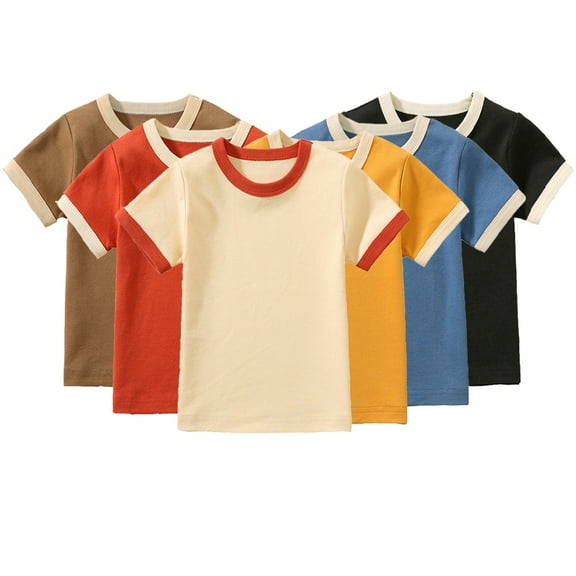 KYAIGUO 2-6 Years Boys Girls Short Sleeve T-Shirt for Baby Toddler 100% Organic Cotton Shirts Crew Neck Solid Color Tees Shirts
