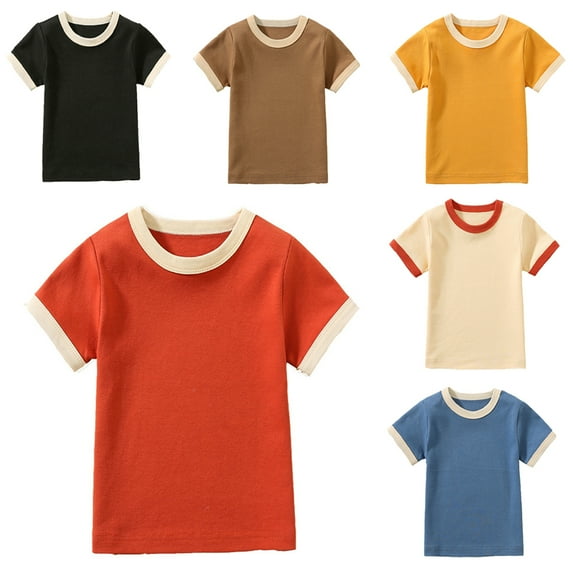 KYAIGUO 2-6 Years Boys Girls Short Sleeve T-Shirt for Baby Toddler 100% Organic Cotton Shirts Crew Neck Solid Color Tees Shirts