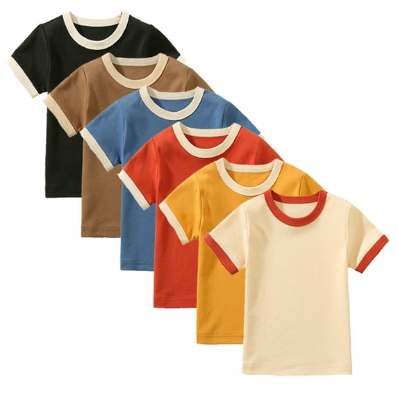KYAIGUO 2-6 Years Boys Girls Short Sleeve T-Shirt for Baby Toddler 100% Organic Cotton Shirts Crew Neck Solid Color Tees Shirts