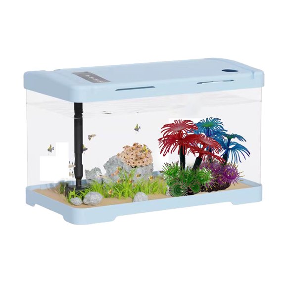 KYAIGUO 2 PCS Fish Tank Decor, Artificial Micro Landscape Garden Sand Table with Separate Base Water Plants and Lotus Aquarium Decorations Fish Tank Accessories