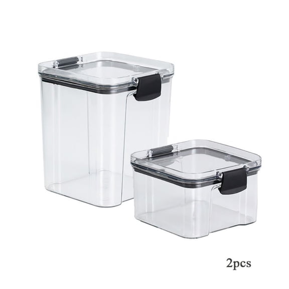 KYAIGUO Kitchen Food Storage Containers Spice Jars 2PCS Plastic Clear Storage Containers Moisture-Proof for Kitchen Canning Cereals, Sugar, Beans, Spices