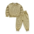 thumbnail image 1 of KYAIGUO 2 PCS Toddler Baby Pullover Sweatshirt + Pants Unisex Kids Spring Fall Solid Color Outfit Sized 12M-9T, 1 of 8