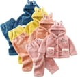 thumbnail image 1 of KYAIGUO 2 Piece Toddler Fleece Pajamas Set for Kids Thickened Hooded Plush Coat & Pants for Boys Girls 1-12 Y, 1 of 8