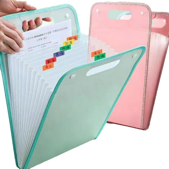 KYAIGUO 2 Piece Vertical Expanding Folder A4 Letter Size Paper Document Receipt Organizer File Folder for Classroom, Home, Office and Travel