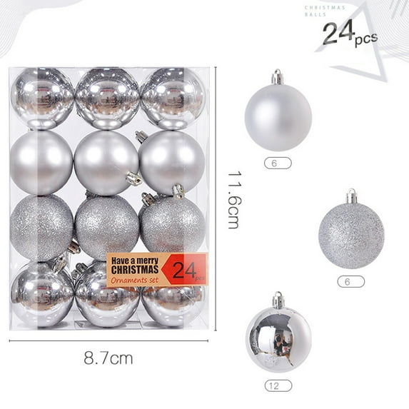 KYAIGUO 24PCS Assorted Christmas Ornaments Set,Shatterproof Plastic Christmas Ball Ornaments for Holiday Christmas Tree Decorations Wedding Party Ball Ornaments 1.18Inch