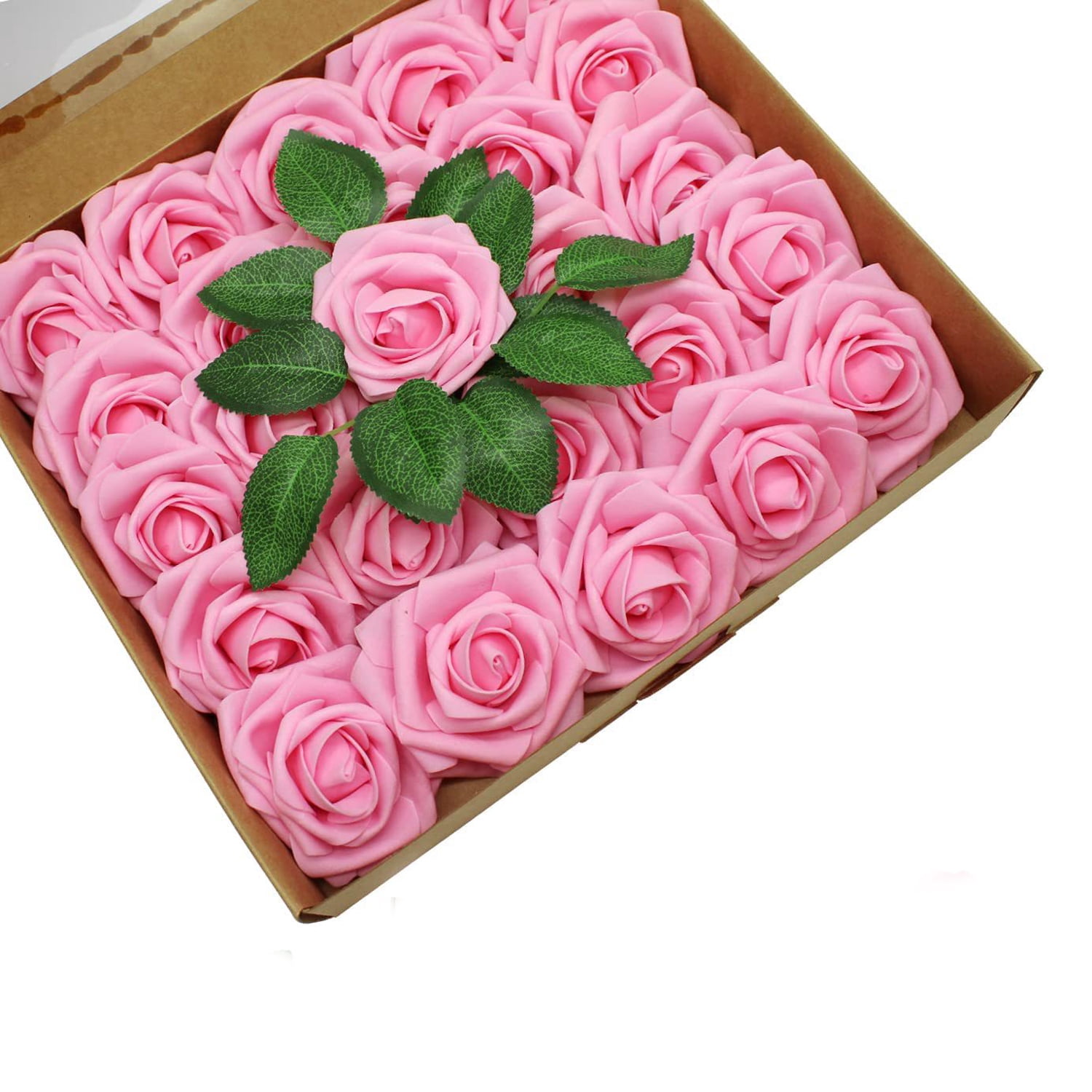 KYAIGUO 25PCS Fake Roses Artificial Flowers Real Looking Foam Flowers ...