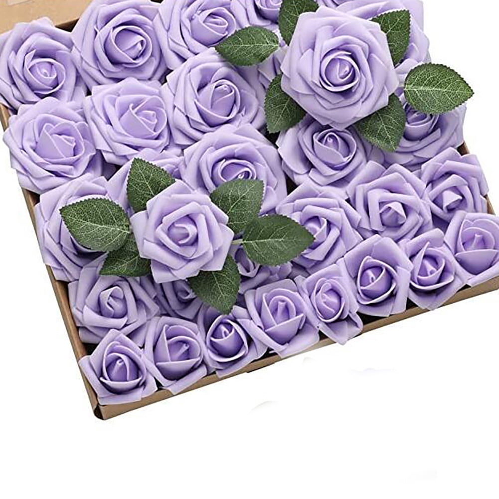 KYAIGUO 25PCS Fake Roses Artificial Flowers Real Looking Foam Flowers ...