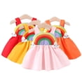 thumbnail image 1 of KYAIGUO 2PCS Baby Girls Rainbow Dresses with Matching Hat Infant Sleeveless Halter Princess Dress Beach Tutu Sundress Skirt for 6M-3T, 1 of 10