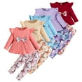 thumbnail image 1 of KYAIGUO 2PCS Baby Infant Girl Spring Floral Outfits Autumn Long Sleeve Ruffle Top Floral Pants Set for 6M-3T, 1 of 9