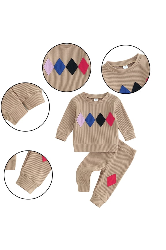 2PCS Baby Newborn Pullover Sweatshirt Top and Pants for Girls Boys,Spring Casual Crewneck Track Suits Outfits Fall Long Sleeve Sweatershirt+sweatpants for 0-3Y