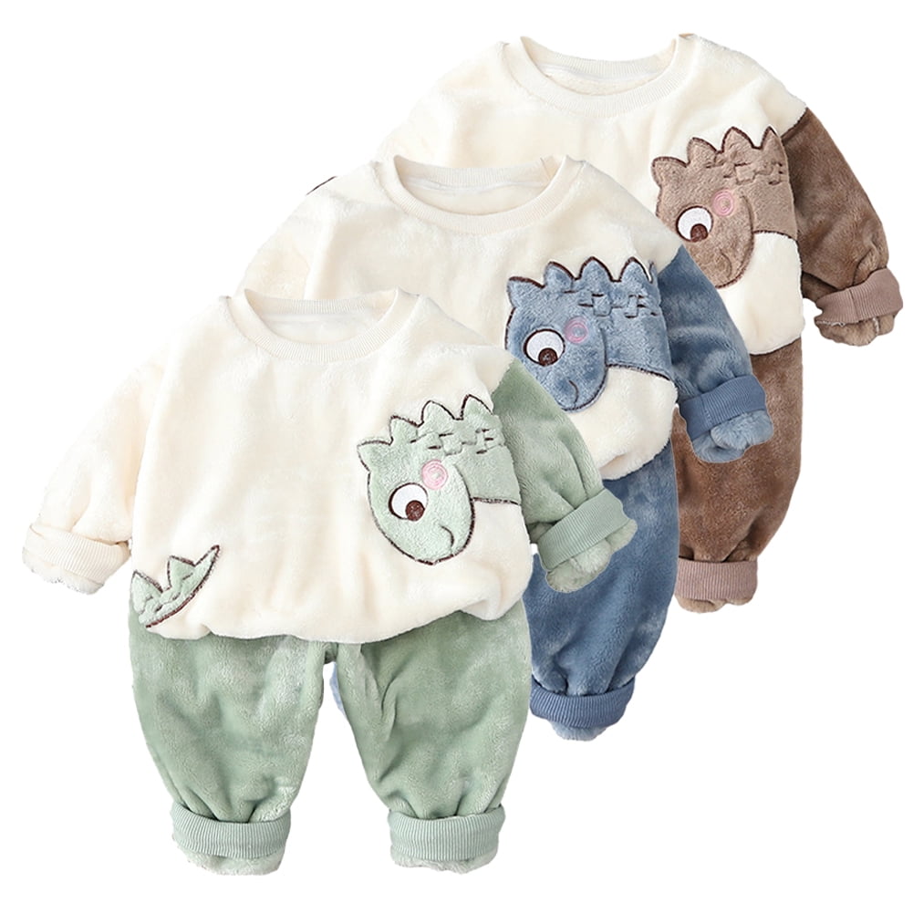 KYAIGUO 2PCS Toddler Baby Girls Flannel Pajama Set Infant Boys Fall Fleece Pjs Loungewear
