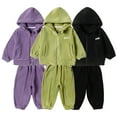 thumbnail image 1 of KYAIGUO 2Pcs Kids Toddler Fleece Hooded Pajamas Set for Boys Girls,Little Boys Girls Athletic Tracksuits Jammies Baby Fall Winter Sleepwear Thick Warm Loungewear ,Size 1-9Y, 1 of 8