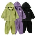 thumbnail image 1 of KYAIGUO 2Pcs Kids Toddler Fleece Hooded Pajamas Set for Boys Girls,Little Boys Girls Athletic Tracksuits Jammies Baby Fall Winter Sleepwear Thick Warm Loungewear ,Size 1-9Y, 1 of 8