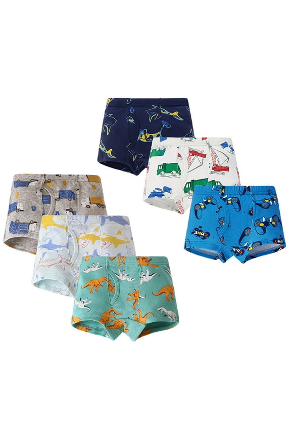 3-8T Baby Kids Boys Cotton Boxer Briefs Dinosaur Training Boyshorts 3Pack Little Boys Underwear Breathable Soft Comfortable Cotton Boxer Briefs Baby Shorts Boyshorts