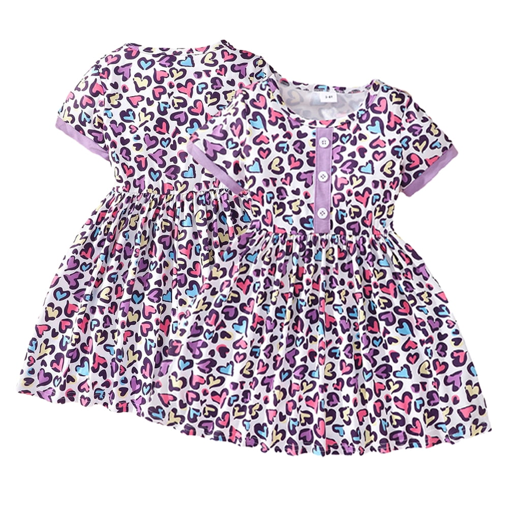 LAVMENG Unicorn Dress For Toddler Girls – Short Sleeve, Cotton Blend, Sizes 3T-8T, Cute Casual Dress