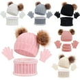 thumbnail image 1 of KYAIGUO 3 PCS Winter Beanie Hat Gloves Scarf for Kids Toddlers, Girls Boys Knit Fleece Lined Warm Gloves Beanie Scarf Set 1-5 Years, 1 of 8