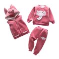 thumbnail image 1 of KYAIGUO 3 Piece Baby Girls Long Sleeve Sweatshirts Tops Pants Outfits Toddler Boys Autumn Cartoon Casual Set Fleece Sweatsuit+sweatpants+sleeveless Coats with Hoodie, 1 of 8
