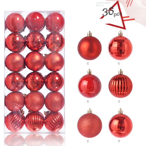 KYAIGUO 36 PCS Christmas Decorations Christmas Tree Decoration Set for Holiday Party Garland Christmas Tree Decoration(Red)