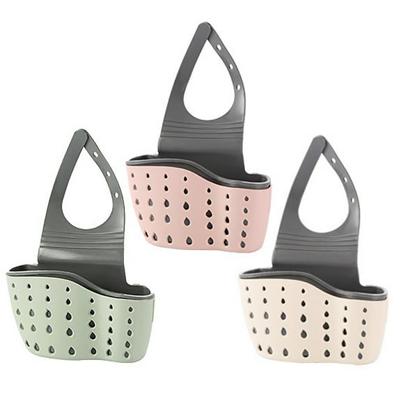 KYAIGUO 3PCS Kitchen Sink Rack, Sponge Rack, Rubber Soap Rack, Hanging Easy to Clean, Faucet Rack with Drain Hole Square
