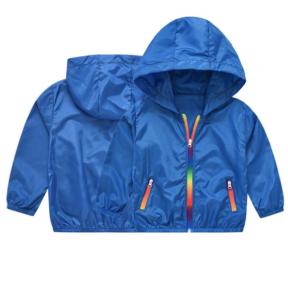 KYAIGUO 4-12Y Kids Boys Summer Sunscreen Coats Outwears Toddler Girls Sun Protection Zip Front Hoodie Jacket, Upf 50+ Cooling T-Shirts UV SPF Lightweight Rainbow Blouse Tops for Running Fishing Hiking