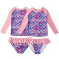 thumbnail image 1 of KYAIGUO 4-9 Years Girls 2-Piece Swimsuit Set for Kids Toddler Long Sleeve Rash Guard Bathing Suit with Upf 50+ Sun Protection Beach Swimwears Rash Guard Set, 1 of 10