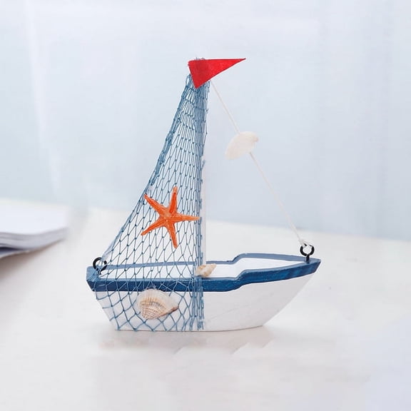 KYAIGUO 4.9x4.5x1.2inch Sailboat Model, Desktop Ornaments Wooden Small Sailboat, Cute and Exquisite