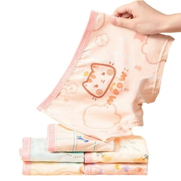 KYAIGUO 4 PCS Girls' Underwear Breathable Cotton Boxer Briefs Panties with Cute Patterns 2-13 Years Underwear Kids Toddler