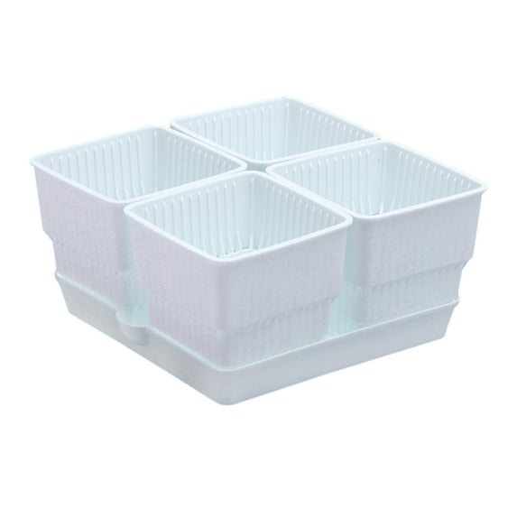 KYAIGUO 4 PCS Plastic Plant Pots Set Cactus Flower Pot/Succulents Pot with Trays Planters for Indoor Plants