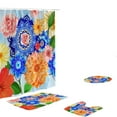 thumbnail image 1 of KYAIGUO 4 PCS Printing Shower Curtain Set (Shower Curtain + Shower Mat + U-Shaped Mat + Toilet Cover) Waterproof Anti-Mold and Non-slip Bathroom Shower Curtain, 1 of 5