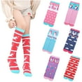 thumbnail image 1 of KYAIGUO 4 Pairs Baby Girls Cartoon Knee High Socks for Kids Spring Fall Mid-Calf Boot Socks Cute Soft Compression Socks 2-12T, 1 of 9