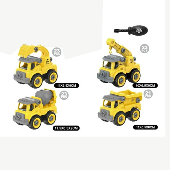 KYAIGUO 4PCS Toddler Girls & Boys' Car Toys Take Apart Construction Engineering Trucks Toys for Toddlers Age 3-5 Kids Holiday Gift