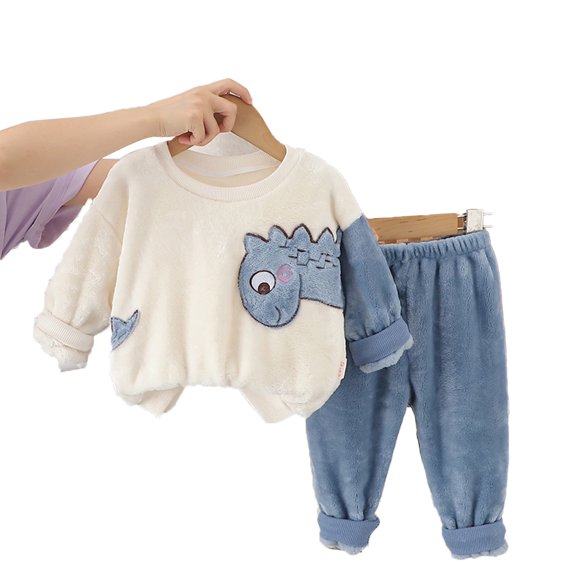 KYAIGUO 5M-5T Baby Infant Fall Winter Plush Pajamas Set for Boys Girls,Toddler Winter Fleece Sleepwear Loungewear 2 PCS Pjs Set