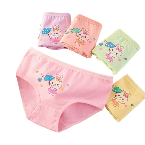 KYAIGUO 5PCS Baby Girls Underwear Cute Cartoon Breathable Briefs Toddler Undies 2-12T
