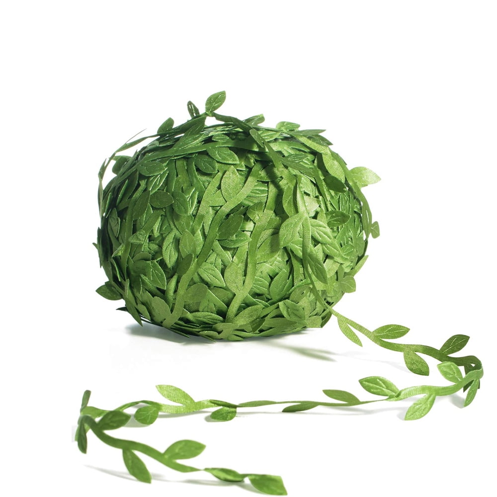 KYAIGUO 65.6FT Gift Ribbon Olive Green Leaves Leaf Trim Ribbon -22 Yards - for DIY Craft Party Wedding Christmas Home Decoration