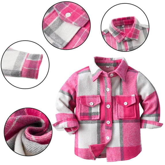 KYAIGUO 6M-9Y Boys Girls Long Sleeve Button Down Plaid Flannel Shirt T-Shirt Family Matching Tops