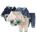 thumbnail image 1 of KYAIGUO Toddler Fleece Dinosaur Pjs 2 PCS Set for Kids Thickened Sleepwear Coat & Pants Hooded Outerwear for Boys Girls 6M-4Y, 1 of 8