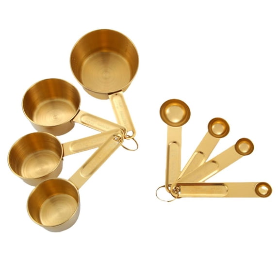 KYAIGUO Kitchen Baking Measuring Spoons Measuring Cups Set of 8PCS, Four Sizes to Choose (Gold)