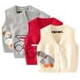 thumbnail image 1 of KYAIGUO 9M-5T Boys Girls Cartoon Sweater Vest Spring 100% Cotton V-Neck Vest Fall Sleeveless Uniform Sweaters for Baby Toddler Infant, 1 of 9