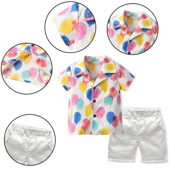 KYAIGUO 9M-5Y Toddler Baby Boys Summer Shorts Set Infant Floral Outfits Button down Shirt Tops Shorts Hawaiian Clothes