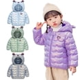 thumbnail image 1 of KYAIGUO 9M-6T Girls Boys Winter Cartoon Down Outwears with Hoodie for Baby Toddler Padded Thicken Jackets Infant Zip up Warm Bear Ears Fleece Coats, 1 of 9
