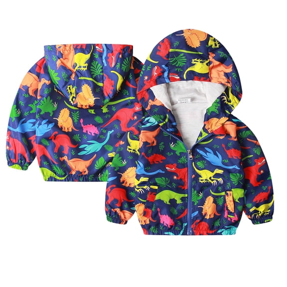 KYAIGUO 9M-6Y Boys Spring Dinosaurs Jacket Coat for Baby Toddler Autumn Cartoon Hooded Outwears with Zipper Infant Longsleeve Cardigan Blouse Tops