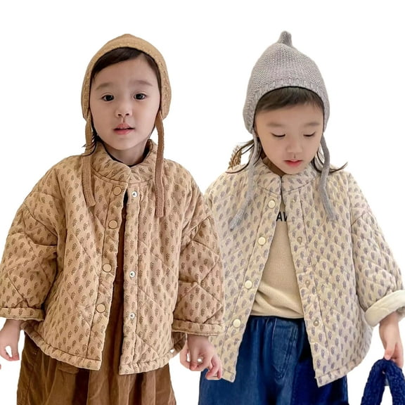 KYAIGUO 9M-7T Winter Kids Boys Girls Warm Jacket Coats for Toddler Light Cotton-Padded Coats Printed Wheat Ears Cotton Jacket Overcoat