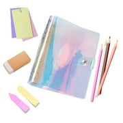 KYAIGUO A6 Binder Soft Pvc 6 Holes Laser Notebook A6 Soft Case Clear Binder Notebook Covers Reusable Budget Binder Office Supplies