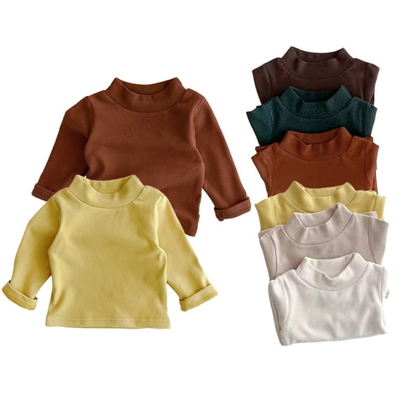 KYAIGUO Baby Boys Cotton Undershirt Infant Girls Turtleneck Fleece T-Shirts Newborn Long Sleeve Tee Shirt Baselayer